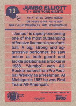 1991 Topps #13 Jumbo Elliott Back
