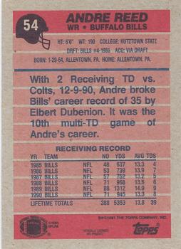1991 Topps #54 Andre Reed Back