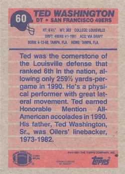 1991 Topps #60 Ted Washington Back