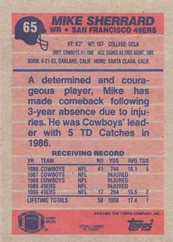 1991 Topps #65 Mike Sherrard Back