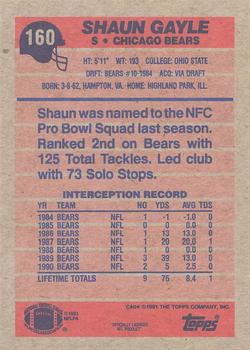 1991 Topps #160 Shaun Gayle Back