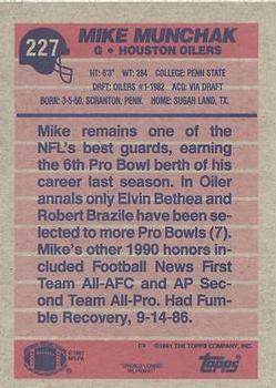 1991 Topps #227 Mike Munchak Back