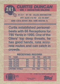 1991 Topps #241 Curtis Duncan Back