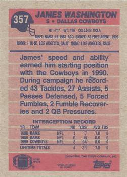 1991 Topps #357 James Washington Back