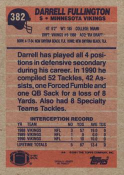 1991 Topps #382 Darrell Fullington Back