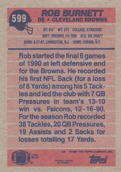 1991 Topps #599 Rob Burnett Back