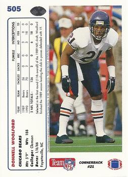 1991 Upper Deck #505 Donnell Woolford Back
