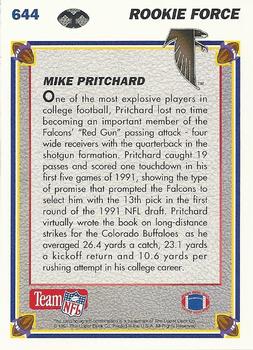 1991 Upper Deck #644 Mike Pritchard Back
