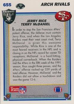 1991 Upper Deck #655 Jerry Rice / Terry McDaniel Back