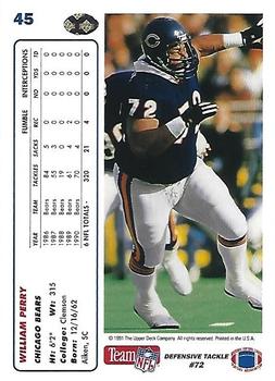 1991 Upper Deck #45 William Perry Back