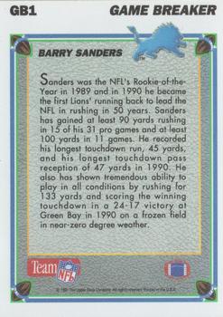 1991 Upper Deck - Game Breakers #GB1 Barry Sanders Back