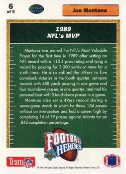 1991 Upper Deck - Football Heroes: Joe Montana #6 Joe Montana Back