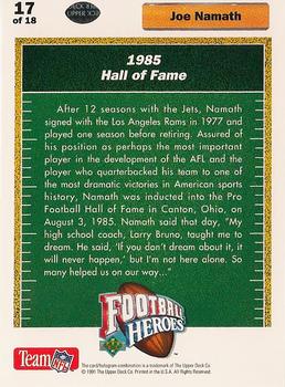 1991 Upper Deck - Football Heroes: Joe Namath #17 Joe Namath Back