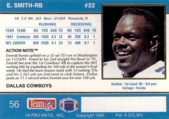 1992 Action Packed #56 Emmitt Smith Back