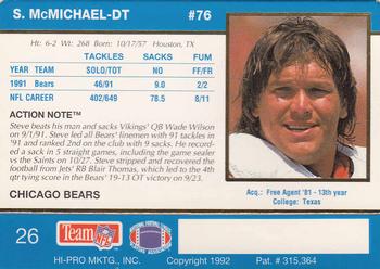 1992 Action Packed #26 Steve McMichael Back