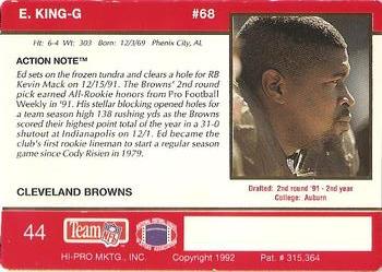 1992 Action Packed #44 Ed King Back