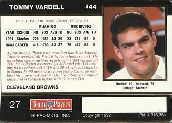 1992 Action Packed Rookie/Update #27 Tommy Vardell Back