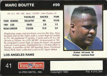 1992 Action Packed Rookie/Update #41 Marc Boutte Back