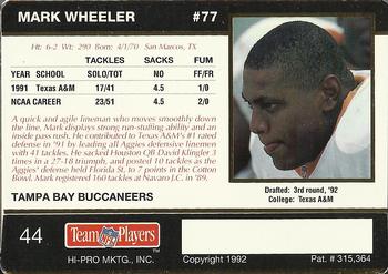 1992 Action Packed Rookie/Update #44 Mark Wheeler Back
