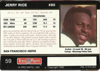 1992 Action Packed Rookie/Update #59 Jerry Rice Back