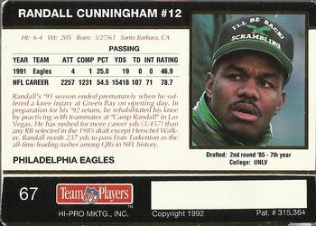 1992 Action Packed Rookie/Update #67 Randall Cunningham Back