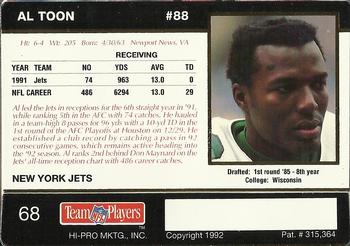1992 Action Packed Rookie/Update #68 Al Toon Back
