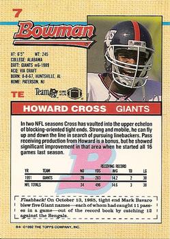 1992 Bowman #7 Howard Cross Back