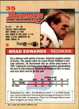 1992 Bowman #35 Brad Edwards Back