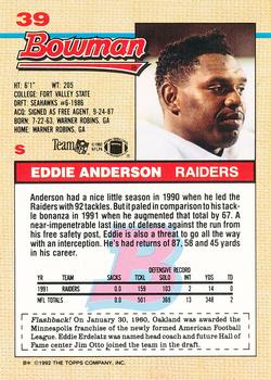 1992 Bowman #39 Eddie Anderson Back