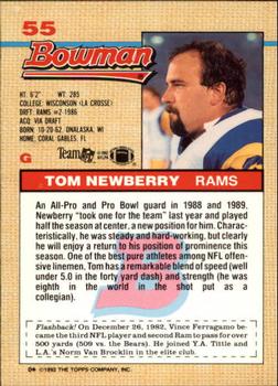 1992 Bowman #55 Tom Newberry Back