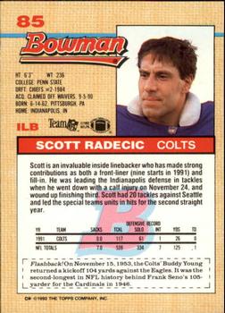 1992 Bowman #85 Scott Radecic Back