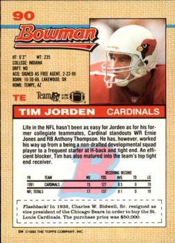 1992 Bowman #90 Tim Jorden Back