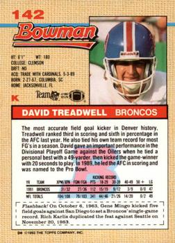 1992 Bowman #142 David Treadwell Back
