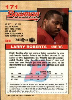 1992 Bowman #171 Larry Roberts Back