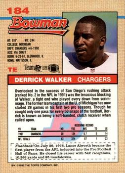 1992 Bowman #184 Derrick Walker Back