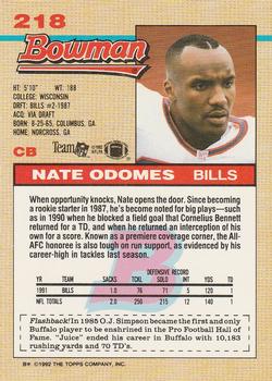 1992 Bowman #218 Nate Odomes Back