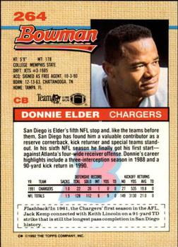 1992 Bowman #264 Donnie Elder Back