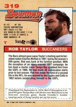 1992 Bowman #319 Rob Taylor Back