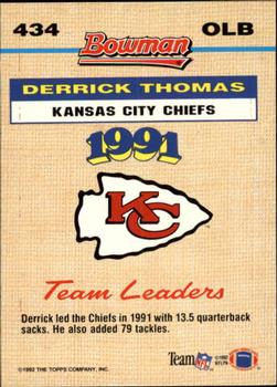 1992 Bowman #434 Derrick Thomas Back