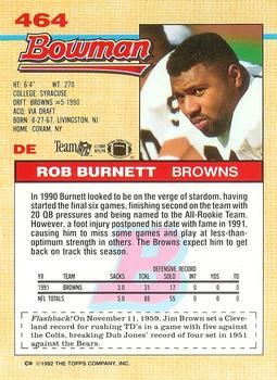 1992 Bowman #464 Rob Burnett Back