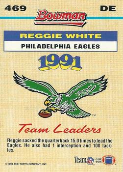 1992 Bowman #469 Reggie White Back