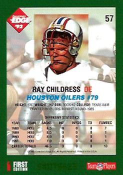 1992 Collector's Edge #57 Ray Childress Back