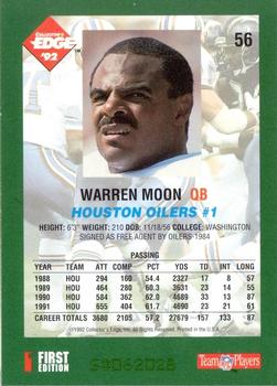 1992 Collector's Edge #56 Warren Moon Back