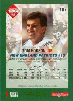 1992 Collector's Edge #107 Tom Hodson Back
