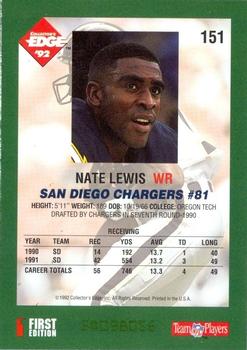 1992 Collector's Edge #151 Nate Lewis Back