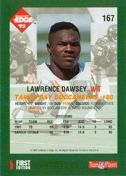 1992 Collector's Edge #167 Lawrence Dawsey Back