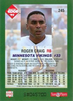 1992 Collector's Edge #245 Roger Craig Back