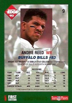 1992 Collector's Edge #9 Andre Reed Back