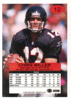 1992 Fleer #12 Chris Miller Back