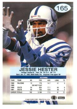 1992 Fleer #165 Jessie Hester Back